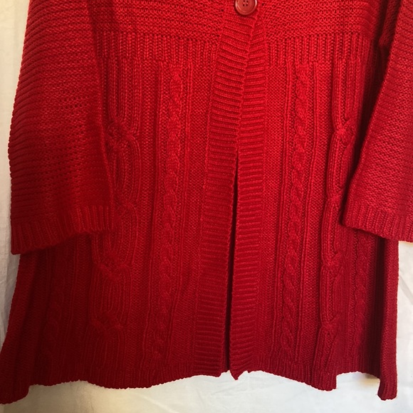KIKIT Sweater Women's Two Button Front Cable Knit Cardigan Red Color Size XL - Picture 3 of 6